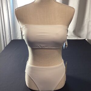 Michael Kors Womens White Bikini Swim Set Small NEW Bandeau or Halter High Rise
